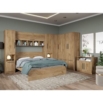 Set dormitor pe colt Stejar Auriu - Tudor - C3