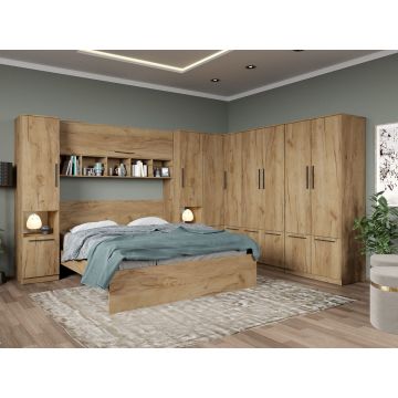 Set dormitor pe colt Stejar Auriu - Tudor - C4