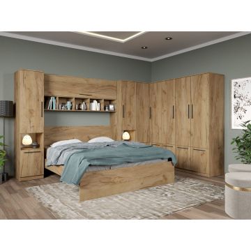 Set dormitor pe colt Stejar Auriu - Tudor - C6