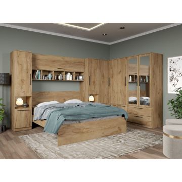 Set dormitor pe colt Stejar Auriu - Tudor - C8