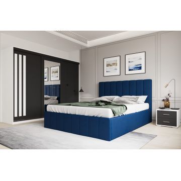 Set dormitor Prado Albastru cu dulap Paris Alb/Gri