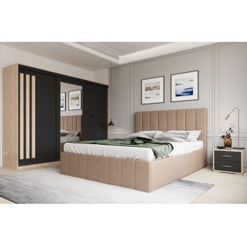 Set dormitor Prado Bej cu dulap Paris Sonoma/Gri
