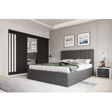 Set dormitor Prado Gri cu dulap Paris Alb/Gri