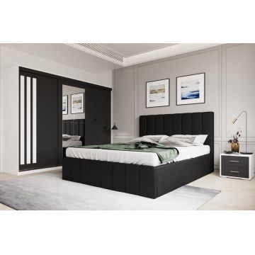 Set dormitor Prado Negru cu dulap Paris Alb/Gri