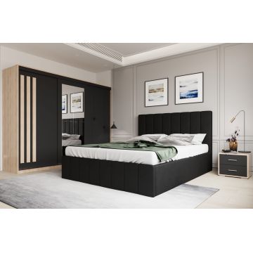 Set dormitor Prado Negru cu dulap Paris Sonoma/Gri