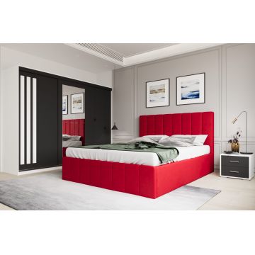 Set dormitor Prado Rosu cu dulap Paris Alb/Gri