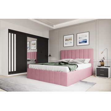 Set dormitor Prado Roz cu dulap Paris Alb/Gri