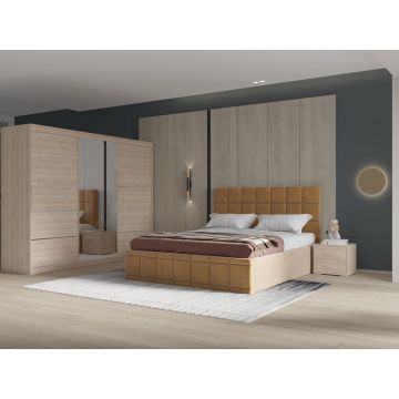 Set dormitor Royal 250, Bej cu Dulap Sonoma