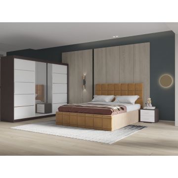 Set dormitor Royal 250, Bej cu Dulap Wenge/Alb