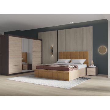Set dormitor Royal 250, Bej cu Dulap Wenge/Sonoma