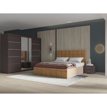 Set dormitor Royal 250, Bej cu Dulap Wenge