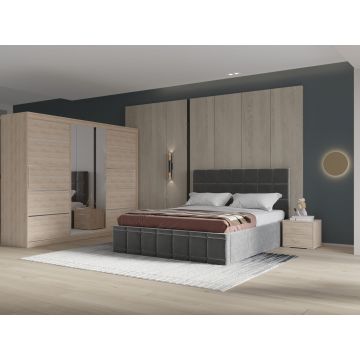 Set dormitor Royal 250, Gri cu Dulap Sonoma