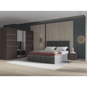 Set dormitor Royal 250, Gri cu Dulap Wenge