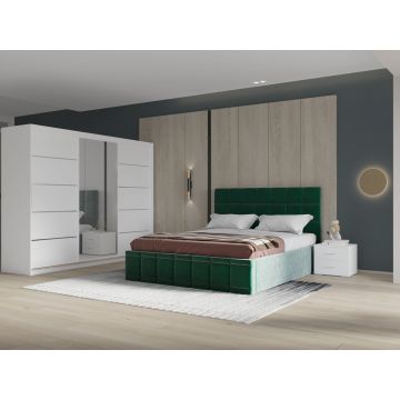 Set dormitor Royal 250, Verde cu Dulap Alb