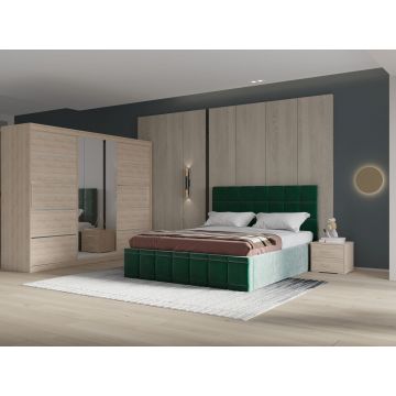 Set dormitor Royal 250, Verde cu Dulap Sonoma
