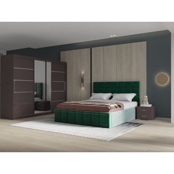 Set dormitor Royal 250, Verde cu Dulap Wenge