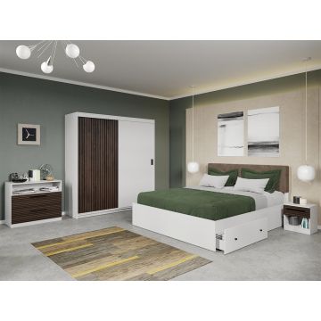 Set dormitor Stejar Inchis cu Alb - Line - C2