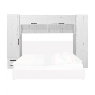 Set dormitor tineret YASMIN M2, 3 corpuri, alb Elvetia, 298x50x200 cm