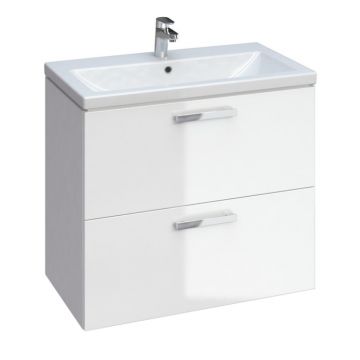 Set dulap baie suspendat Lara 2 sertare cu lavoar Como 80 cm, alb, Cersanit