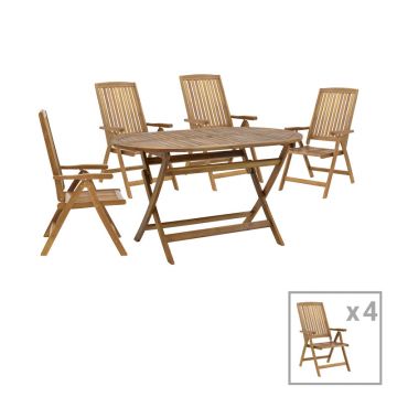 Set masa de sufragerie Zerco-Falov  5 lemn masiv Natural de salcâm 130x80x72cm