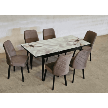 Set masa Oreo Light cu 6 scaune Maro