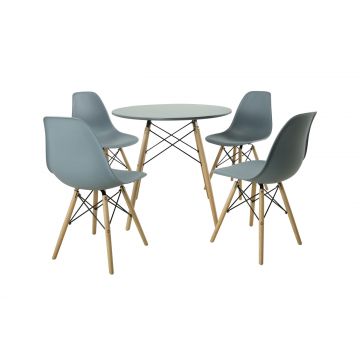 Set masa Round cu 4 scaune, Gri