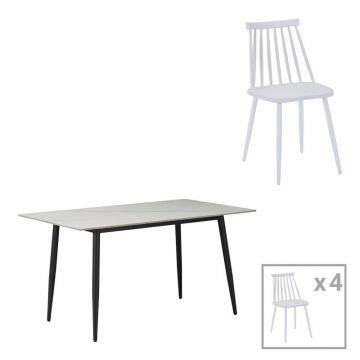 Set masa si scaune 5 buc Aurora I-Gustas Alb 120x60x75 cm