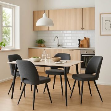 Set masa si scaune 5 buc Gastas-Renish boucle Gri inchis 120x60x75 cm