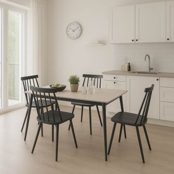 Set masa si scaune 5 buc Gustas Negru 120x60x75 cm