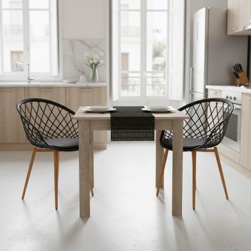 Set masa si scaune 5 buc Manka-Ezra Negru 80x80x83 cm