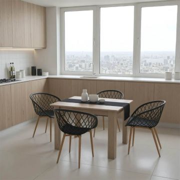 Set masa si scaune 5 buc Manka-Ezra Stejar deschis 110x80x77 cm