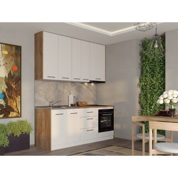 Set Mobila Bucatarie alba cu lemn Echo - 1 - 203.2 cm