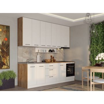 Set Mobila Bucatarie alba cu lemn Echo - 2 - 263.2 cm