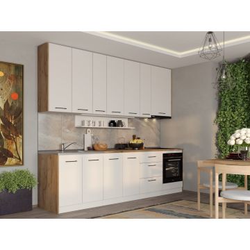 Set Mobila Bucatarie alba cu lemn Echo - 3 - 283.2 cm