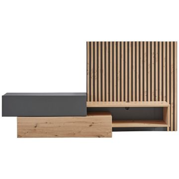 Set Mobilă Living, gri, stejar Artisan, 288,5/152,5/42,5 cm