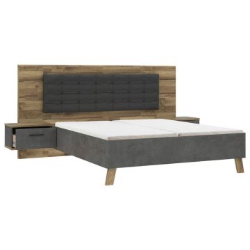 SET PAT CU NOPTIERE, antracit, culoare lemn stejar, gri închis