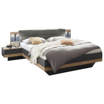 SET PAT CU NOPTIERE, grafit, culoare lemn stejar