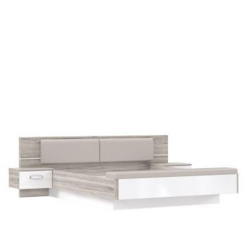 Set Pat Cu Noptiere, nisipiu, alb lucios intens