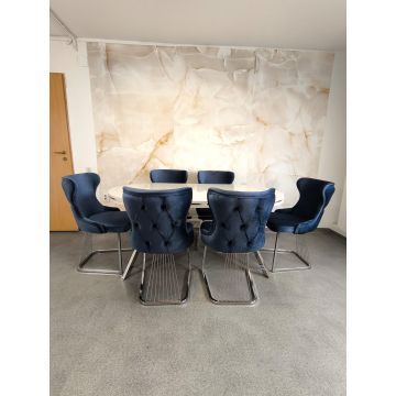 Set stella albastru cu argintiu masa+ 6 scaune PERSONALIZABIL PE CULORI