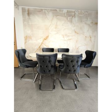 Set stella gri cu argintiu masa+ 6 scaune PERSONALIZABIL PE CULORI