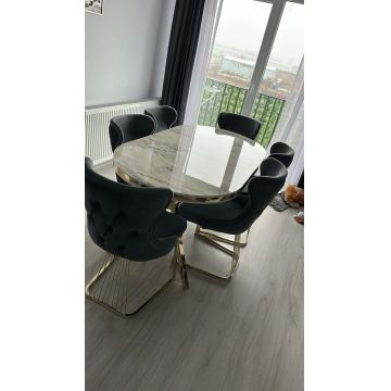 Set stella gri cu auriu masa+ 6 scaune