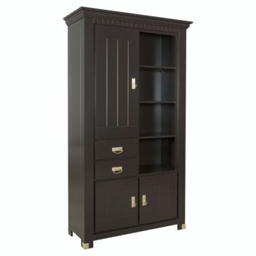 Vitrina 3 Usi Si 2 Sertare Saint Tropez, Vopsit Negru, 111 Cm