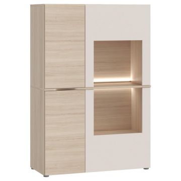 Vitrină in culoare lemn stejar, nisipiu