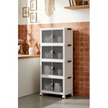 Dulap multifuncțional din plastic, Hermia, 430KSV4449, Rafturi numeroase, Alb