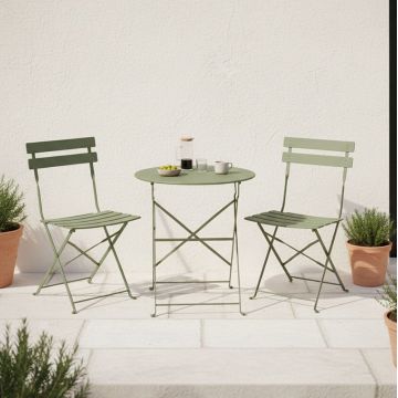 Set de gradina pliabil 3 buc. Bistro, Verde masliniu, 60x60x82 cm