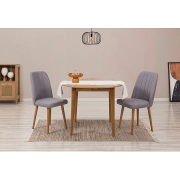 Set masa extensibila si scaune, 3 piese, Hanah Home, Vina 0701, Pin Atlantic / Gri