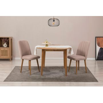 Set masa extensibila si scaune, 3 piese, Hanah Home, Vina 0900, Pin Atlantic / Piatră