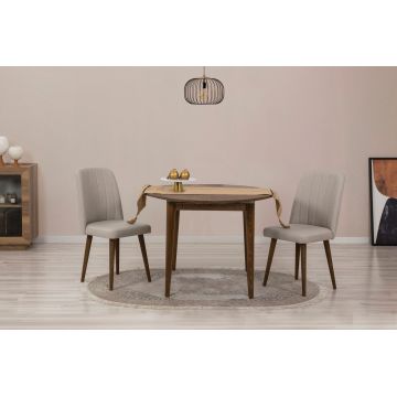 Set masa extensibila si scaune, 3 piese, Hanah Home, Vina 1005 3, Alb / Crem