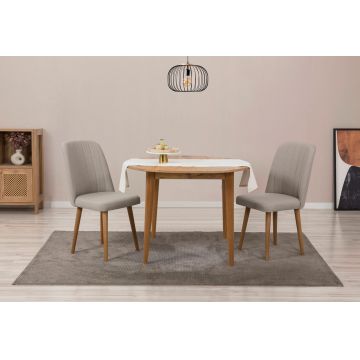 Set masa extensibila si scaune, 3 piese, Hanah Home, Vina 1005, Pin Atlantic / Crem