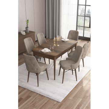 Set masa extensibila si scaune, Hanah Home, Are, Baroc / Cappuccino